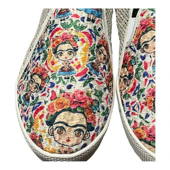 Frida‎ Kahlo Cartoon Flats Loafers Slip-On Sneakers Soft Women Size 7 - Picture 7 of 11